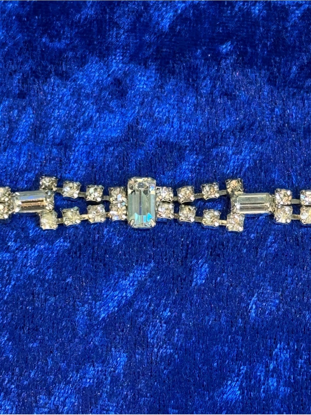 VTG Silver Tone Clear Faceted Rhinestone Bracelet